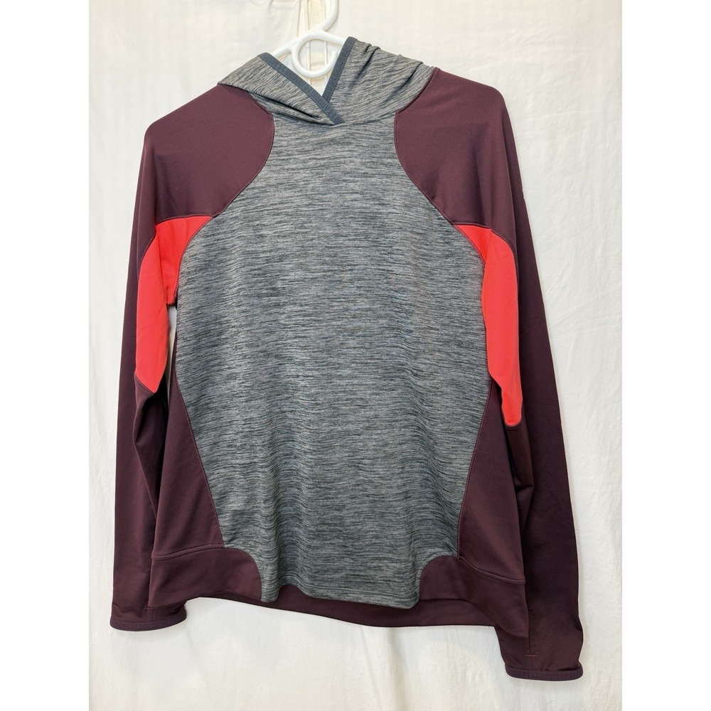 Under Armour cold gear Fitted hooded pullover women's L Large Burgundy Gray‎